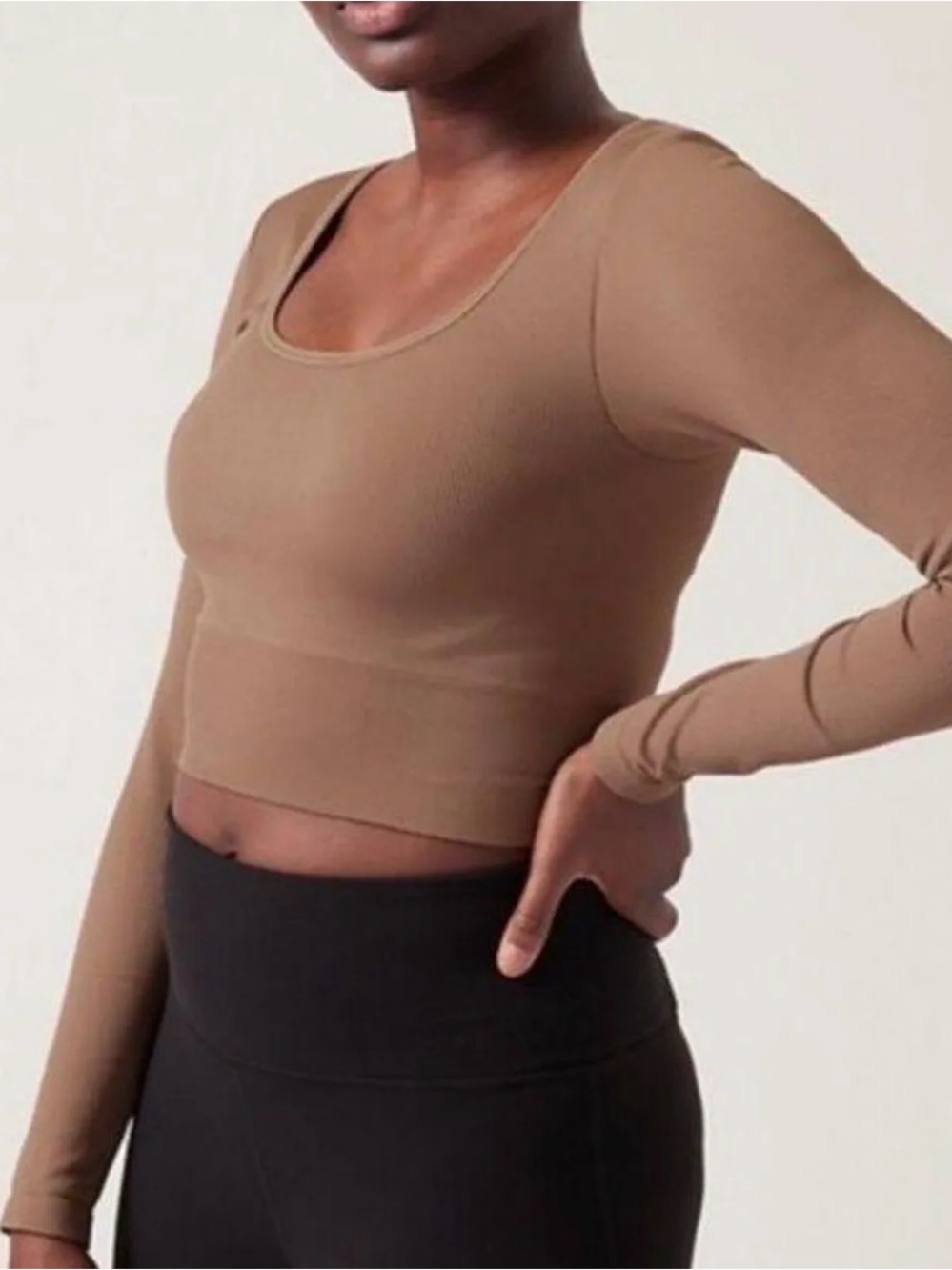 Athleta Seamless Long-Sleeve Crop Top in Brown